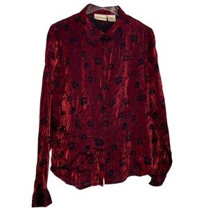 Christine & Jill | Iridescent Red, Black | Long Sleeve | Blouse, Shirt | Size 16